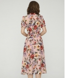 Rose-print silk-chiffon dress